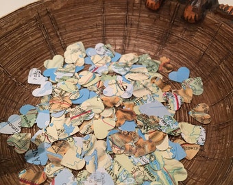 Handmade Heart Atlas Confetti - Choose from 100, 200 or 500 Pieces // Wedding Confetti