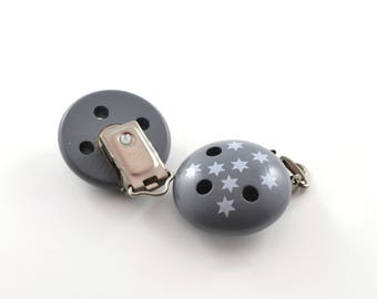 Star pattern pacifier clip - dark grey
