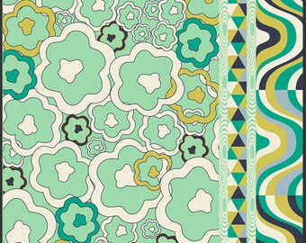 Art Gallery Fabric - Carnaby Street Psychedelia Peridot