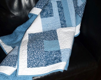 Handmade Blue Flannel Patchwork Throw