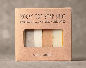Facial Soap Sampler - All Natural Soap, Handmade Soap, Cold Process Soap, Unscented Soap, Vegan Soap, Facial Soap