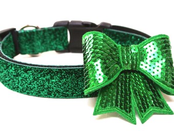 Dog Collar Bow Add-On Green Dog Bow