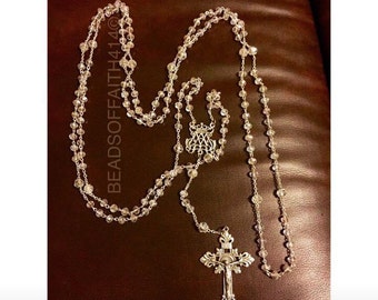 15 Decade Rosary clear crystal