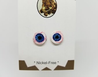 Blue Eyeball Post Earrings
