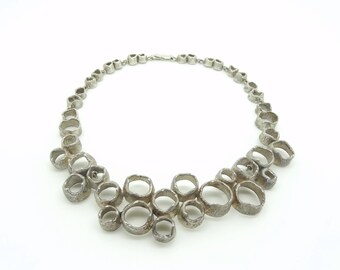 Modernist Organic Eric Robbert Silver Collier Necklace Trosa Sweden 1974