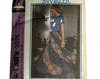 Bohemian Skirt Pattern, Hippie Maxi Skirt, Patchwork Skirt, Long Swirl Skirt, McCalls 3926