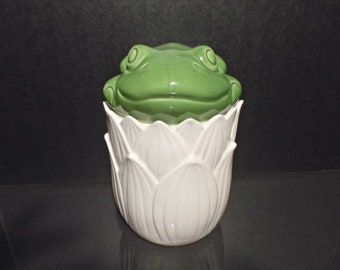 Single Vintage Canister With Frog Lid
