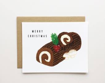 Buche de Noel - Holiday Card, Christmas Card