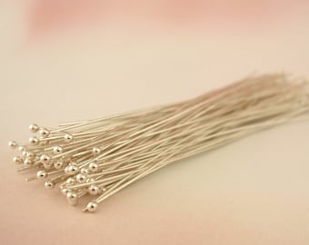 25 Sterling Silver Ball Head Pins 22, 24, and 26 gauge 2 or 3 Inches - My Personal Favorite - 100% Guarantee