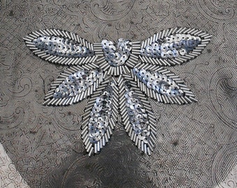 Silver Beaded Sequined Flowers