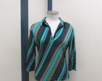 Striped blouse, strpey blouse, diagonal striped blouse,