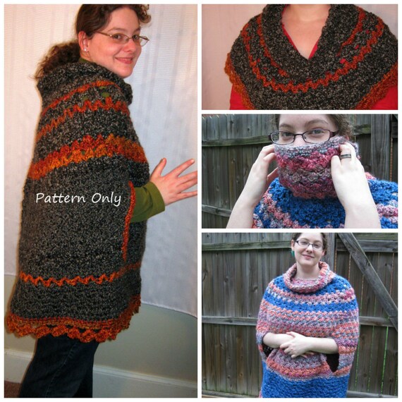 Download PDF Crochet Pattern Unique Crochet Cowl Poncho with Ponchette