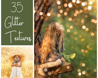 35 Glitter Textures - Glitter Overlays - Shimmer Textures - Christmas Overlays - Gold Bokeh - Holiday Lights - Shine - Sparkle Overlays