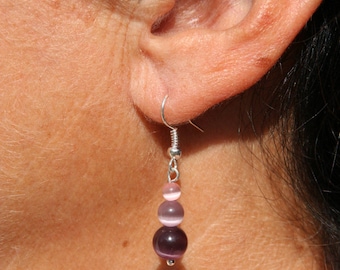 Earrings in pink and purple tones