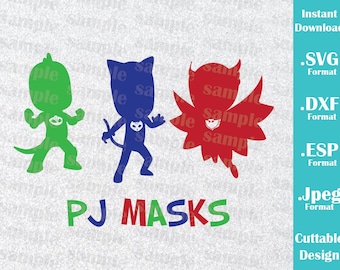 Download PJ Masks Icons Vinyl Sticker Set in color. Cat Boy Owlette
