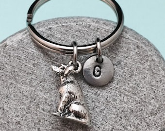 Lab keychain, lab charm, animal keychain, personalized keychain, initial keychain, initial charm, customized keychain, monogram, dog keyring