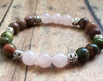 Fertility Bracelet. Pregnancy Bracelet. Rose Quartz Unakite Bracelet. Fertility Hope Bracelet. TTC Beaded Bracelet.