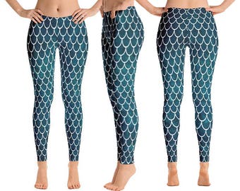 Mermaid, Mermaid Leggings, Leggings, Mermaid Pants, Mermaid Costume, Mermaid Outfit, Printed Leggings, XS S M L XL