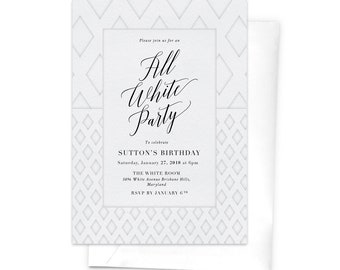 All White Party Invitations 8