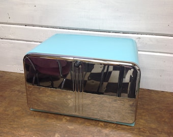 Lincoln Bread Box Aqua and Chrome
