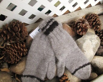 Grey and Black Angora Rabbit Mittens