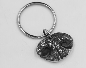 Dog Nose Key Chain Keepsake made from Solid .999 Silver using the actual impression of your very own dog Pet Memorial