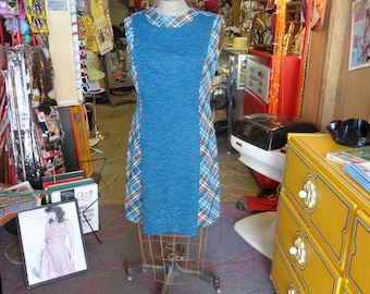 VINTAGE 1970's Blue Print Sleeveless Dress by Devonshire Lady (available)