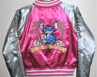 VINTAGE SUKAJAN DISNEY lilo and stitch hawaii embroidery japan souvenir jacket