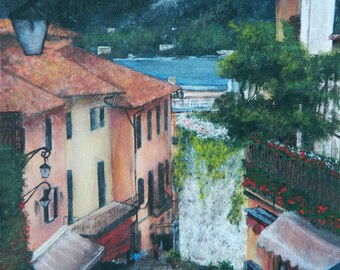 Italian Street Corner, Print of Original Acrylic Painting