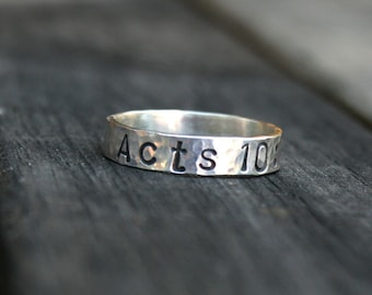 Personalized Sterling Silver Ring - Custom Bible Scripture