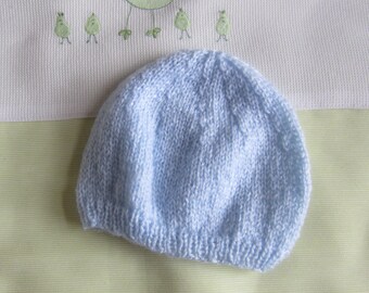 Bonnet/hat "newborn" baby blue sky - handmade knitting