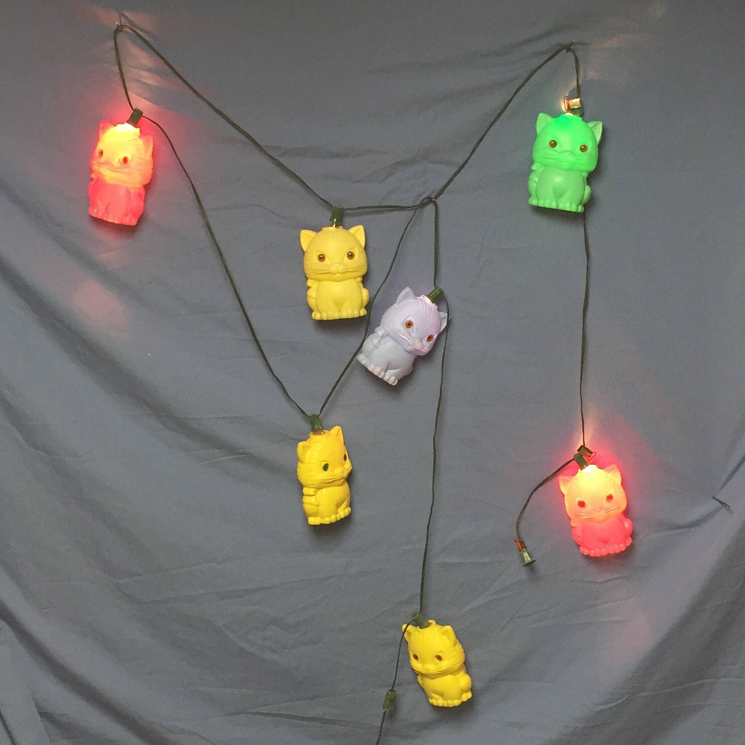 Vintage Outdoor Blow Mold Cat Party Lights, 1960's
