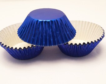 48 Blue Foil Standard Size Cupcake Liners Baking Cups