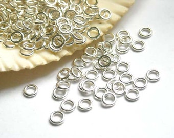 50/100 Silver Plated Jump Rings 4mm, Closed Loop - 7-11