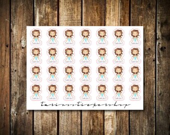 Yoga - Cute Brunette Girl - Functional Character Stickers