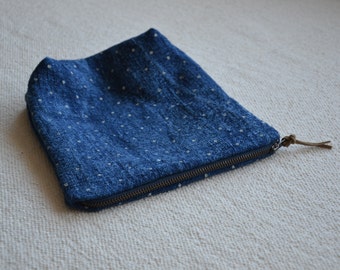Wash bag case travel holiday naturally dyed indigo blue vintage linen waterproof minimalist man bags boho style bath hotel soap shave dopp