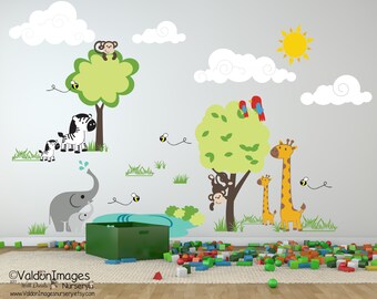 Zoo animals, nursery decor, zoo wall decal, zoo party, baby animal nursery, zoo animal decor, kids decor, nursery animal wall art, zoo baby