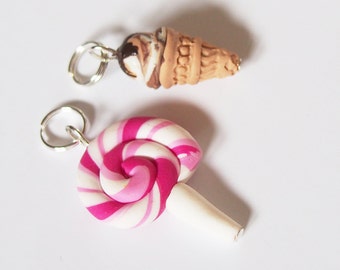 Lollipop Stitch Marker Ice Cream Stitch Marker ( food stitch markers mini food charm miniature food polymer clay )