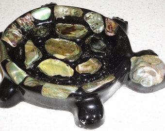 Abalone Shell Turtle Soap or Trinket Dish Handmade Wondermold Ind., Inc., Made In USA Ocean Shells