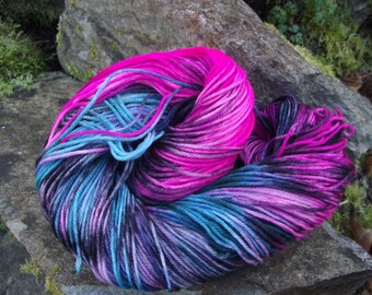 Handpainted sock yarn, fingerling yarn, Superwash Merino Nylon, 100 grams-New Wave