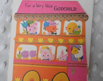 Vintage Unused Easter Card for Godchild- Easter Card for Godchild - Retro Fun Easter Card - Ready to Ship