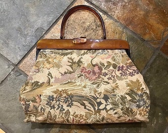 Lucite & Tapestry Pouch Purse