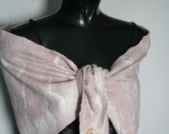 Handmade nuno felted dusky pink scarf/wrap