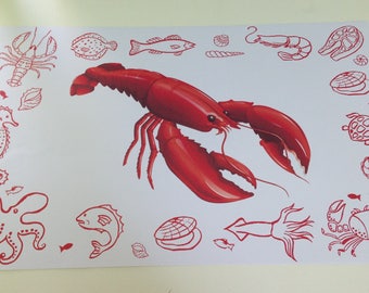Red Lobster disposable paper place mats clambakes beach party lobster fest
