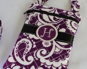 Custom Cross Body Cell Phone Bag/Credit Card Bag/Small Zipper Pouch....Corinne Collection