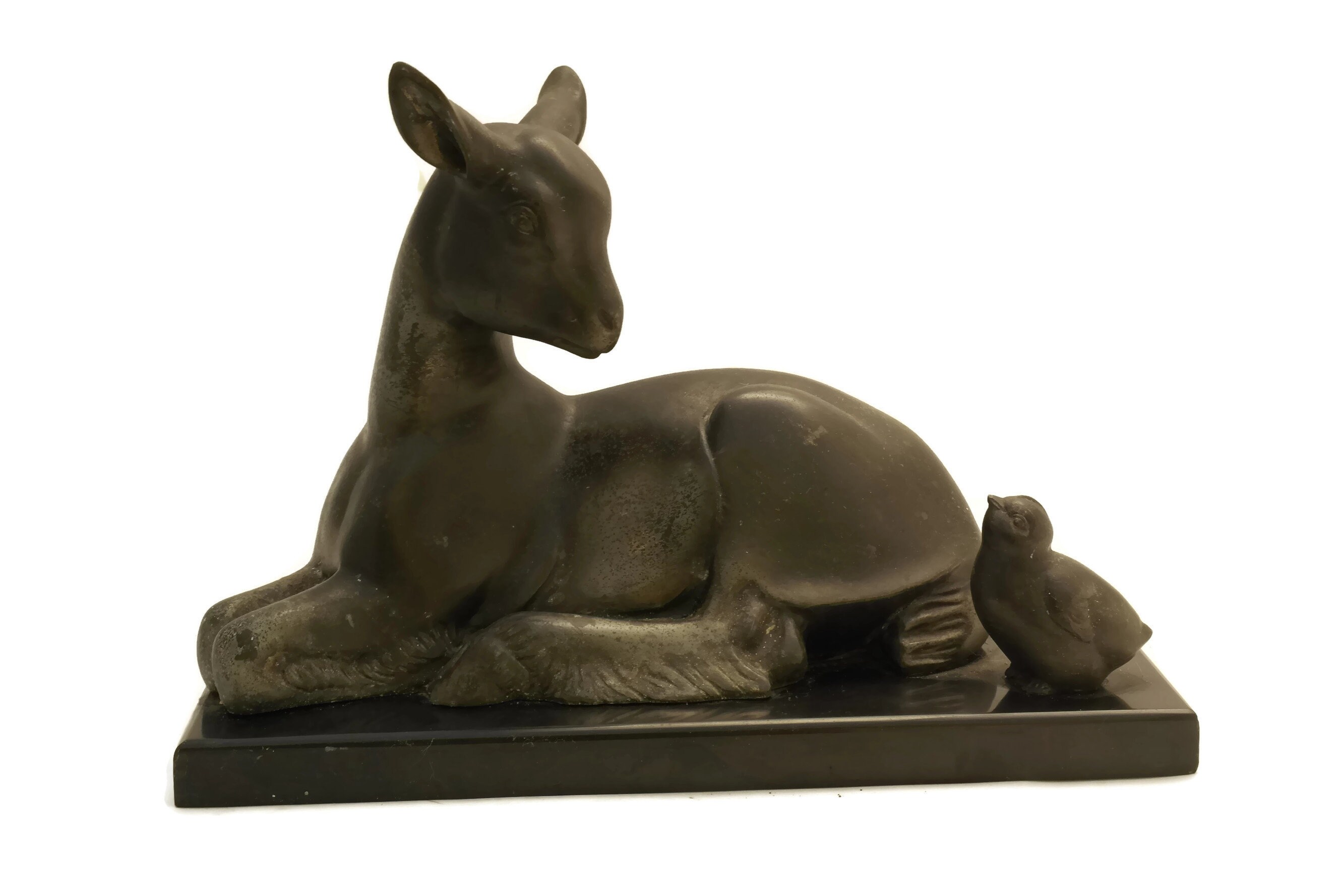 French Art Deco Animal Statue With Lamb And Chick Figurines Newborn French Art Deco Animal Statue With Lamb And Chick Figurines Newborn