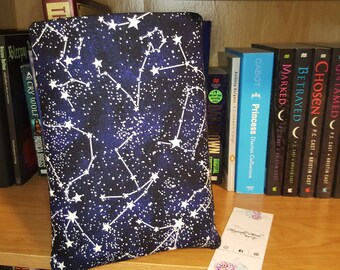 Personalized Book Sleeve Constellations Glow-in-the-Dark, Book Protector, Book Cover