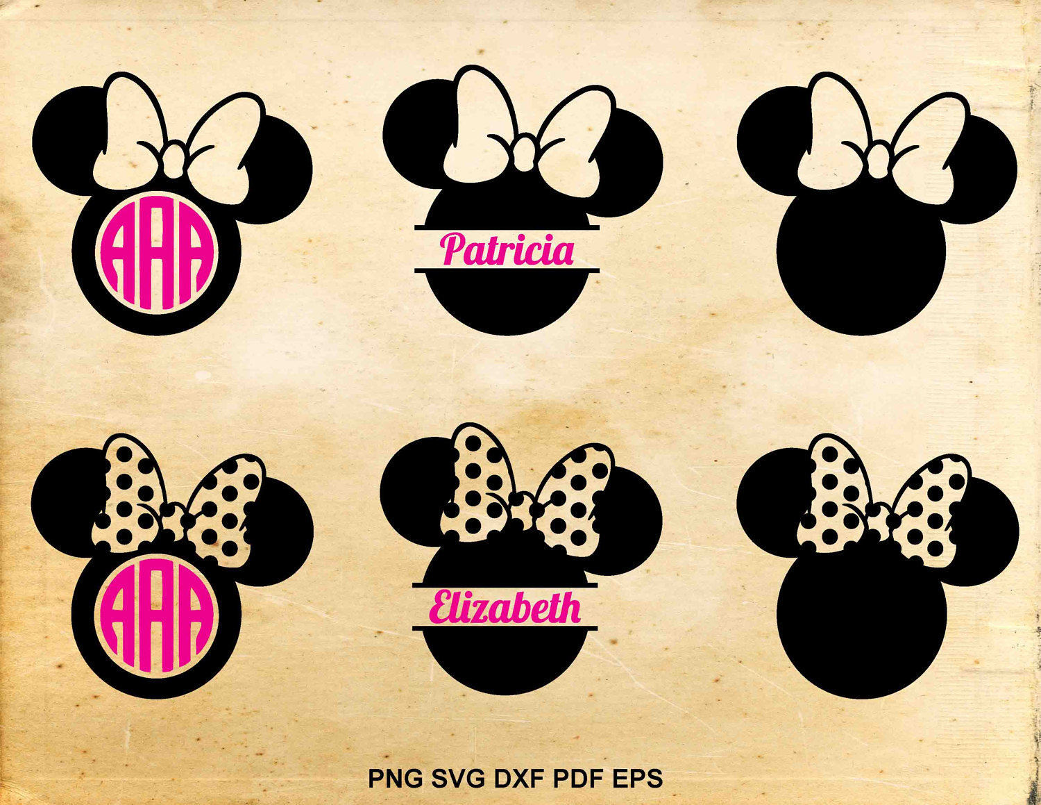 Minnie mouse svg Monogram frame Split monogram Disney