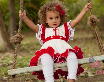 Girls Christmas Dress Red, Ivory 1st Christmas Sweet Molly Christmas Dress & Bloomer Set Toddler Holiday Christmas Dress