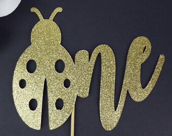 Ladybug Cake Topper, 1st Birthday Topper, Animal Cake Topper, Birthday Topper, Glitter Cake Topper, Ladybug Party Decor